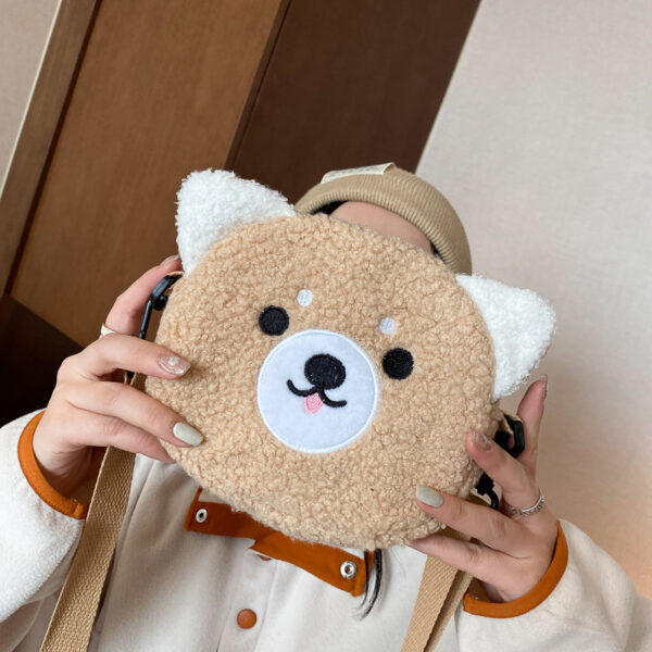 Women's Bag Autumn/Winter New Cute Doll Women's Shoulder Bag Fashionable and Stylish Crossbody Plush Small Round Bag Student Bag - Image 3