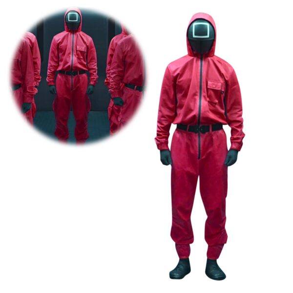 Squid Game Villain Red Jumpsuit Cosplay Costume Halloween Party Round Six For Men And Women Cos Disguise Korean Drama Costume - Image 3