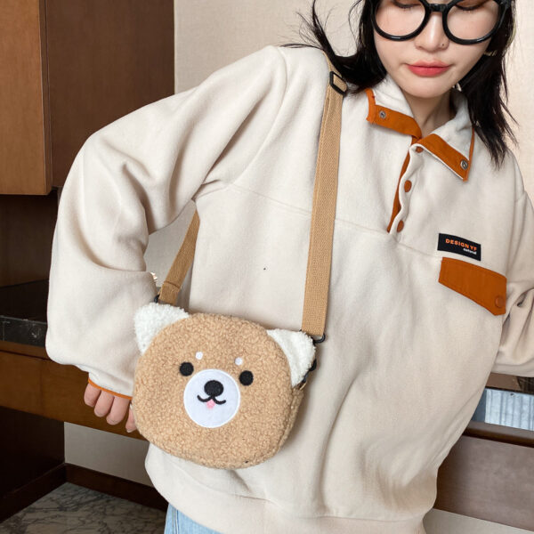 Women's Bag Autumn/Winter New Cute Doll Women's Shoulder Bag Fashionable and Stylish Crossbody Plush Small Round Bag Student Bag - Image 2