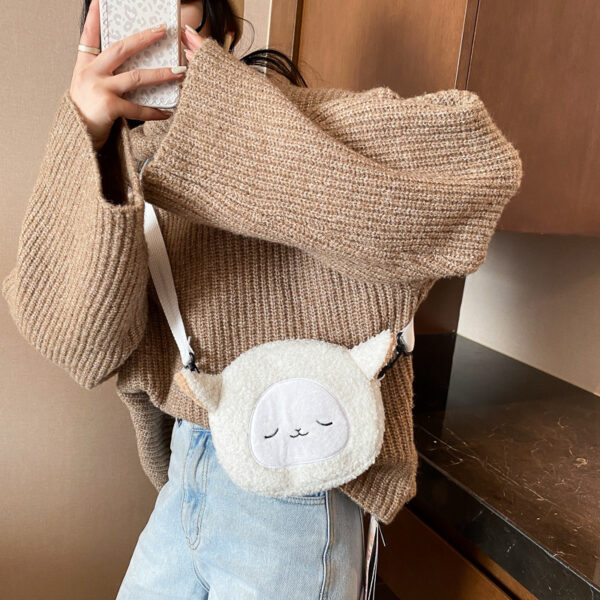 Women's Bag Autumn/Winter New Cute Doll Women's Shoulder Bag Fashionable and Stylish Crossbody Plush Small Round Bag Student Bag - Image 4